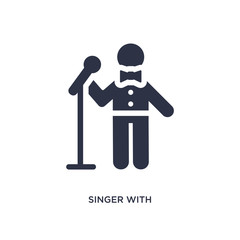 singer with microphone icon on white background. Simple element illustration from behavior concept.