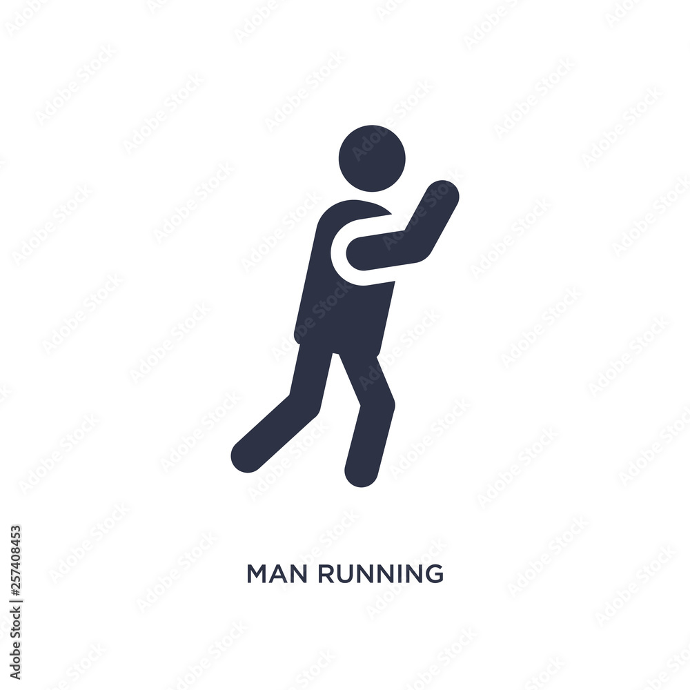 Poster man running icon on white background. simple element illustration from behavior concept.