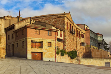 A typical street corner in the medieval city of Salamanca. The capital of the Province of Salamanca in the community of Castile and Leon. Spain
