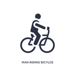 man riding bicylce icon on white background. Simple element illustration from behavior concept.