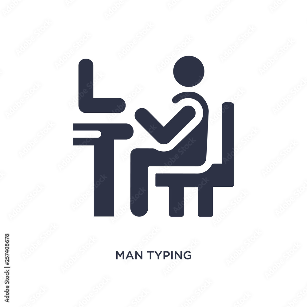 Aufkleber man typing icon on white background. simple element illustration from behavior concept.