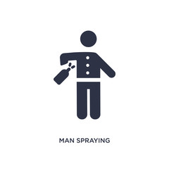 man spraying deodorant icon on white background. Simple element illustration from behavior concept.