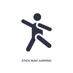 stick man jumping icon on white background. Simple element illustration from behavior concept.