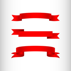 Red ribbons on a light background Isolated Element of design of advertising banners posters A set of ribbons for sales web shops business promotion Empty template Creative tag icon Vector