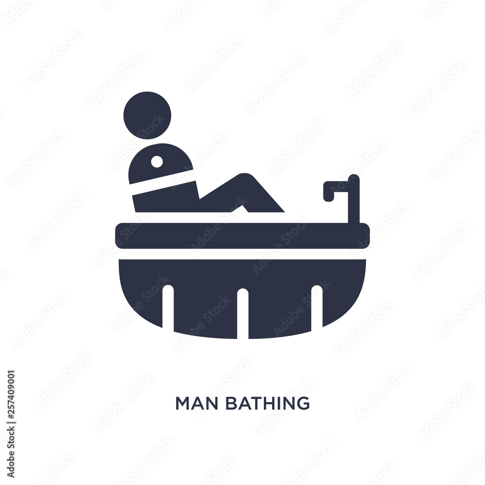 Poster man bathing icon on white background. simple element illustration from behavior concept.