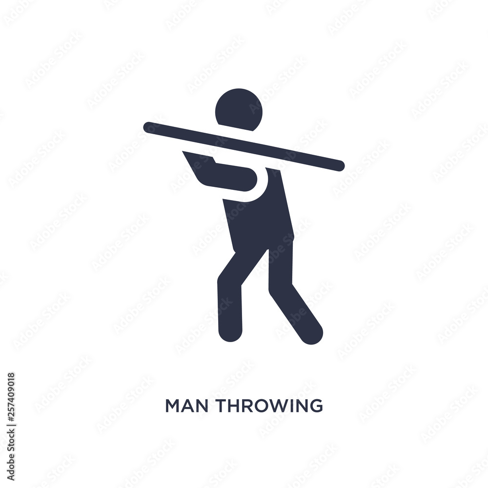 Aufkleber man throwing javelin icon on white background. simple element illustration from behavior concept.
