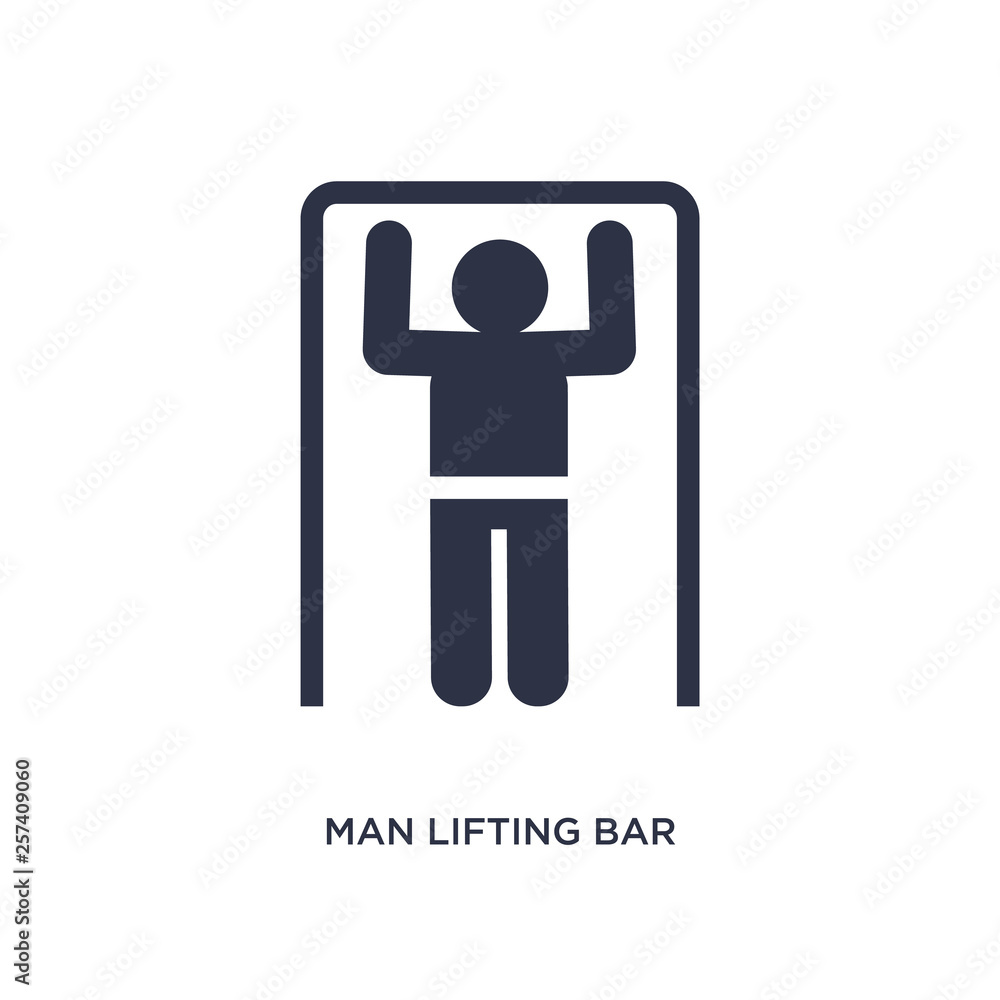 Poster man lifting bar icon on white background. simple element illustration from behavior concept.