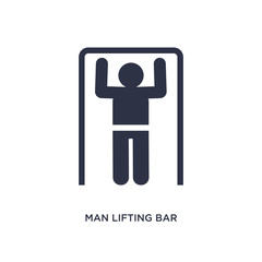 man lifting bar icon on white background. Simple element illustration from behavior concept.