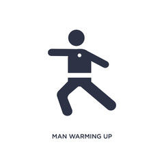 Fototapeta na wymiar man warming up icon on white background. Simple element illustration from behavior concept.
