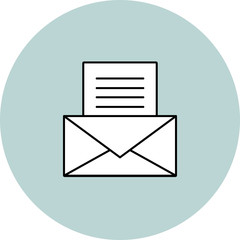 Opened envelope with letter inside, mail icon