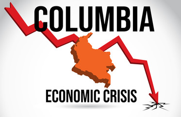 Columbia Map Financial Crisis Economic Collapse Market Crash Global Meltdown Vector.
