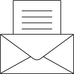 Opened envelope with letter inside, mail icon