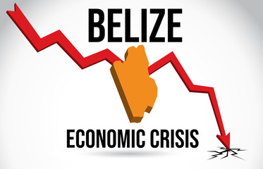 Belize Map Financial Crisis Economic Collapse Market Crash Global Meltdown Vector.