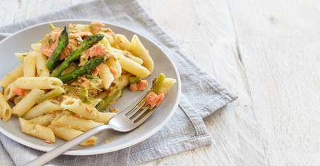 Asparagus and Salmon Penne Pasta