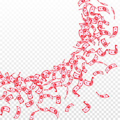 British pound notes falling. Small GBP bills on tr