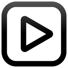 Play button icon - black classic gradient outline, isolated - vector