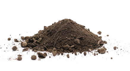 Dirt, soil isolated on white background