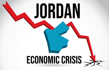 Jordan Map Financial Crisis Economic Collapse Market Crash Global Meltdown Vector.