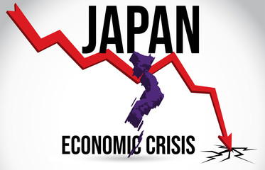 Japan Map Financial Crisis Economic Collapse Market Crash Global Meltdown Vector.