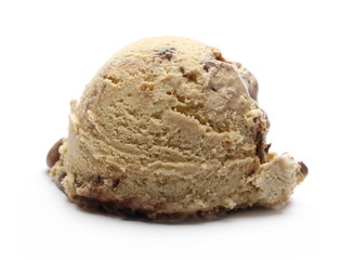 Vanilla and chocolate ice cream ball isolated on white background