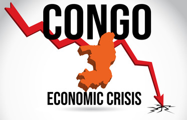 Congo Map Financial Crisis Economic Collapse Market Crash Global Meltdown Vector.