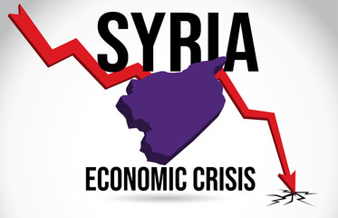 Syria Map Financial Crisis Economic Collapse Market Crash Global Meltdown Vector.