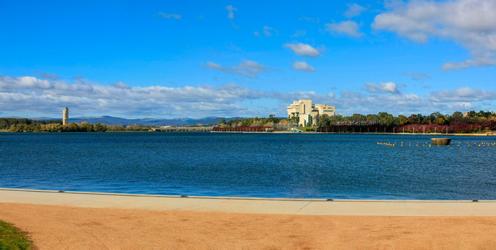 Lake Burley Griffin Surrounding The Central Parliamentary District Of Canberra, ACT, Australia