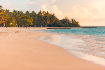 Landscape of paradise tropical island beach, sunrise view