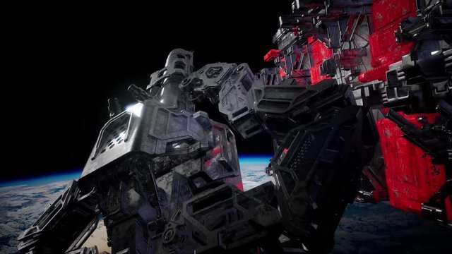 flying an animated space station. 3d rendering