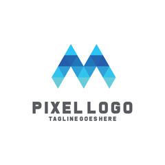 Obraz premium Pixel Logo / Technology Icon / Company Logo Vector / Modern Symbol Design Inspiration