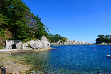 三陸復興国立公園の名所、浄土ヶ浜。宮古　岩手　日本。９月下旬。