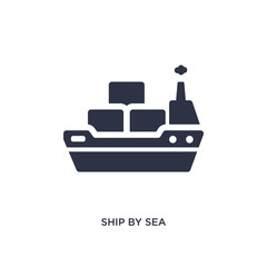 ship by sea icon on white background. Simple element illustration from delivery and logistics concept.
