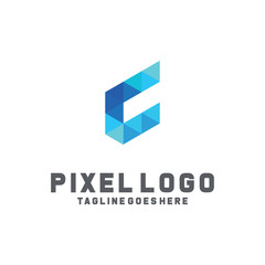 Pixel Logo / Technology Icon / Company Logo Vector / Modern Symbol Design Inspiration