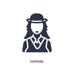 cowgirl icon on white background. Simple element illustration from desert concept.