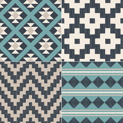 seamless geometric tribal Aztec textile pattern for home interior design - 257415441