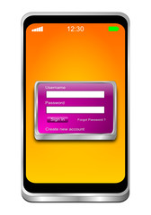 Smartphone with Login Screen - 3D illustration