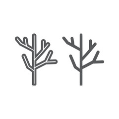 Dry wood line and glyph icon, tree and lumber, branch sign, vector graphics, a linear pattern on a white background.
