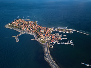 General aerial view of Nessebar, ancient city on the Black Sea coast of Bulgaria
