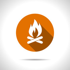 Burning bonfire illustration. Camping and traveling vector icon