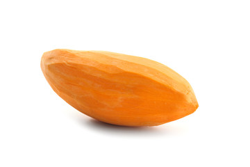 Peeled sweet potato on white background