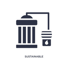sustainable factory icon on white background. Simple element illustration from ecology concept.
