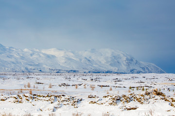 Icelandic landscape in the snow and ice 