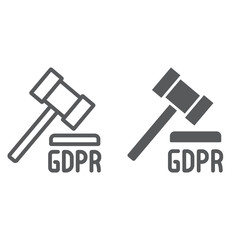 GDPR hammer line and glyph icon, personal and enforcement, law sign, vector graphics, a linear pattern on a white background.