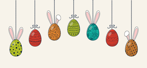Easter decoration with colorful eggs. Vector