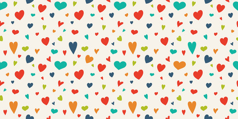 Cute background with hand drawn hearts. Valentine's Day, Mother's Day and Women's Day. Vector