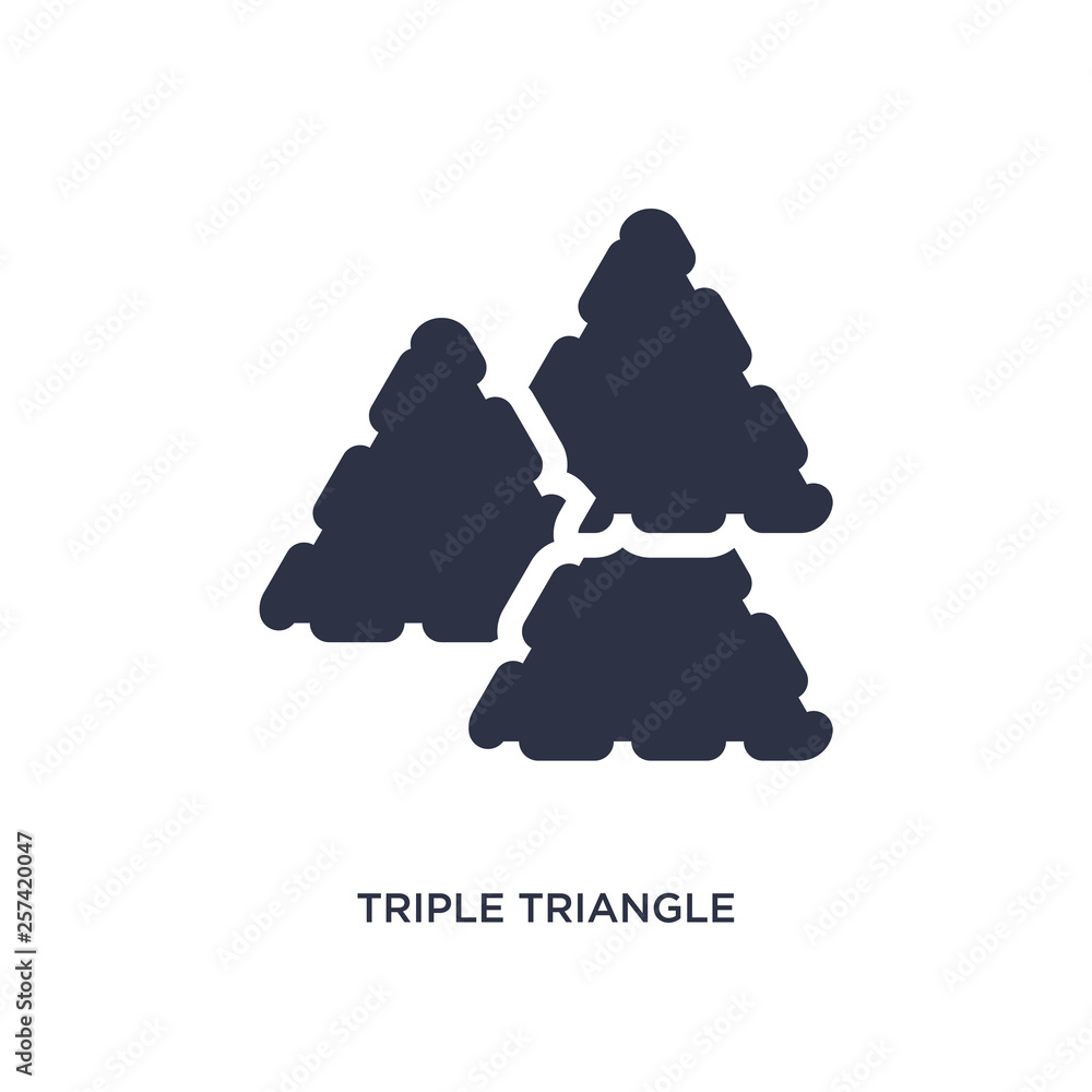Poster triple triangle icon on white background. simple element illustration from geometry concept.