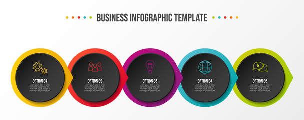 Colorful infograph with business symbols. Vector