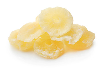 Tasty dried pineapple on white background