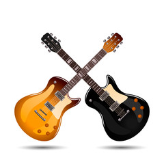 Obraz na płótnie Canvas Bright realistic set of colored electric guitars. vector illustration isolated