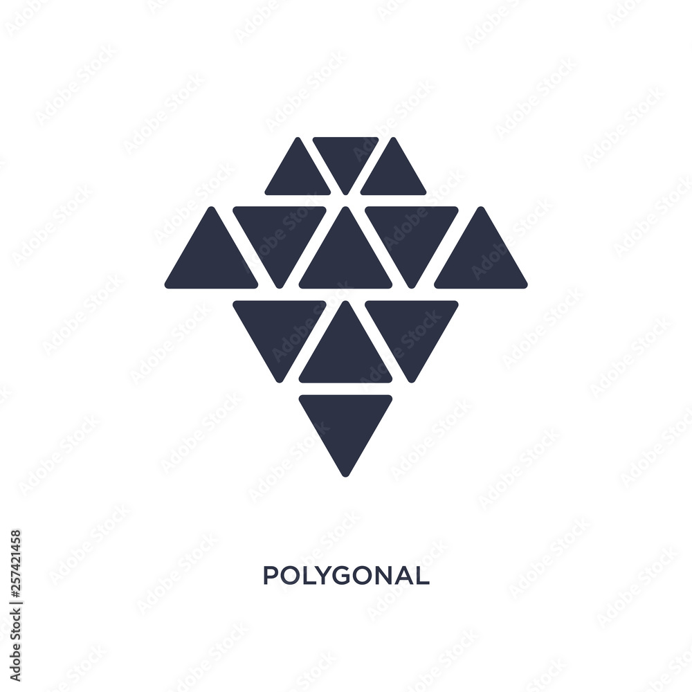 Poster polygonal diamond shape of small triangles icon on white background. simple element illustration fro